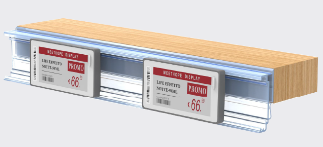 ESL shelf rails for standard retail shelves