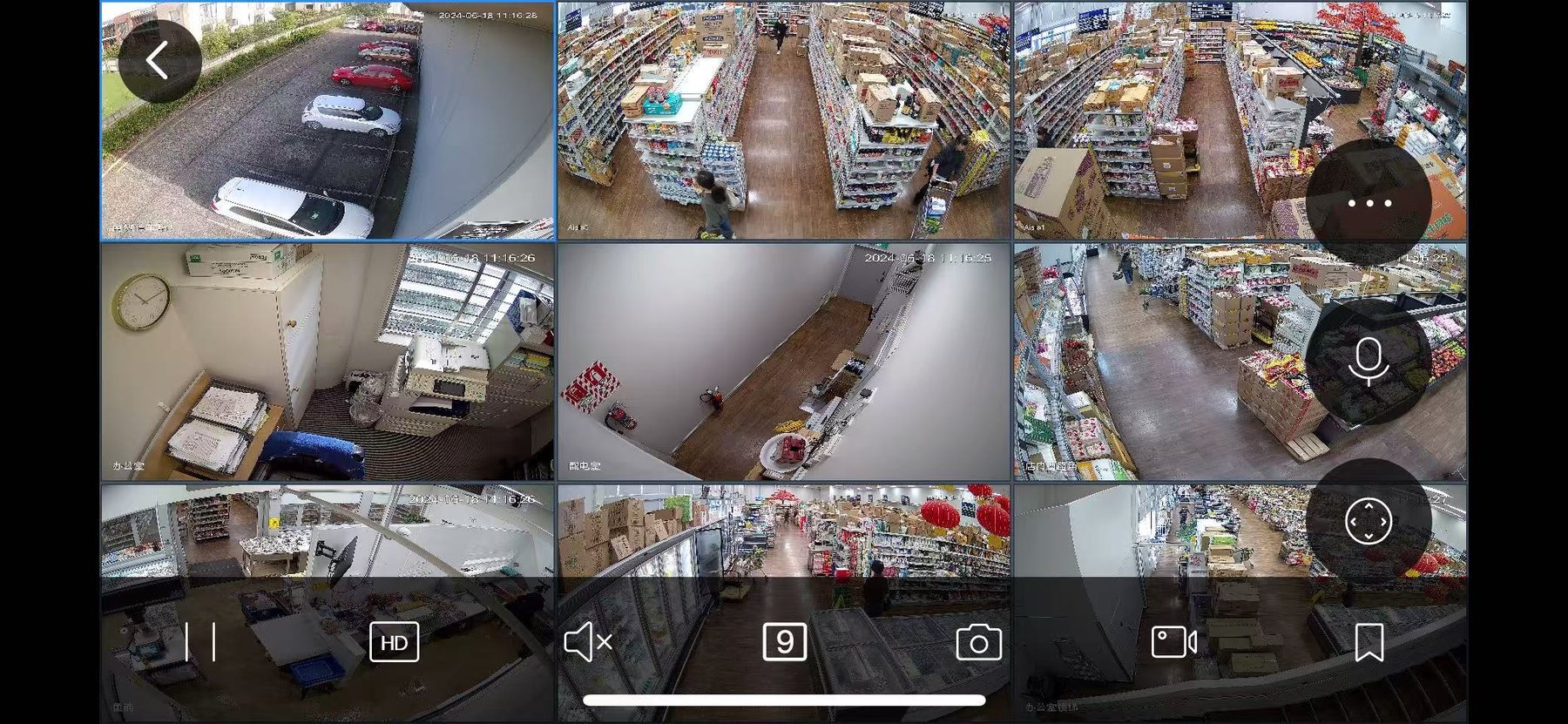 Golden Apple Henderson CCTV monitor view showing multiple camera feeds